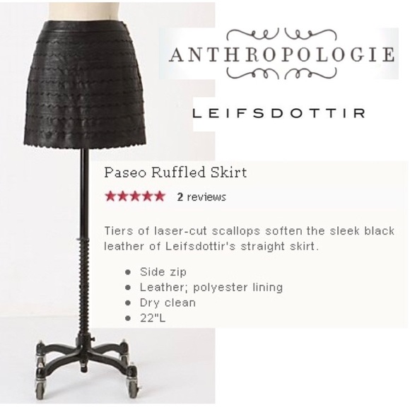 Anthropologie Leifsdottir Paseo Ruffled Leather Mini Skirt Size4 Layers LazerCut - Picture 9 of 10